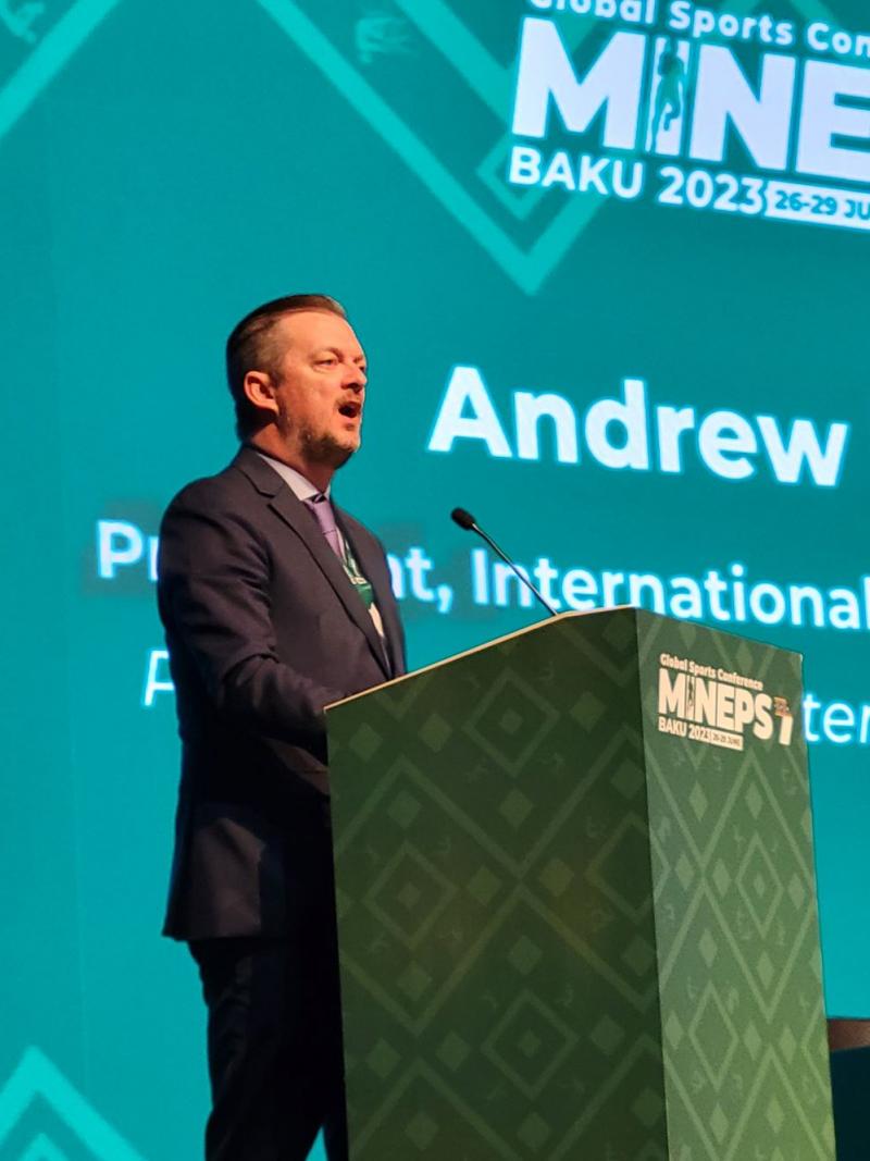 Andrew Parsons, IPC President, makes a speech