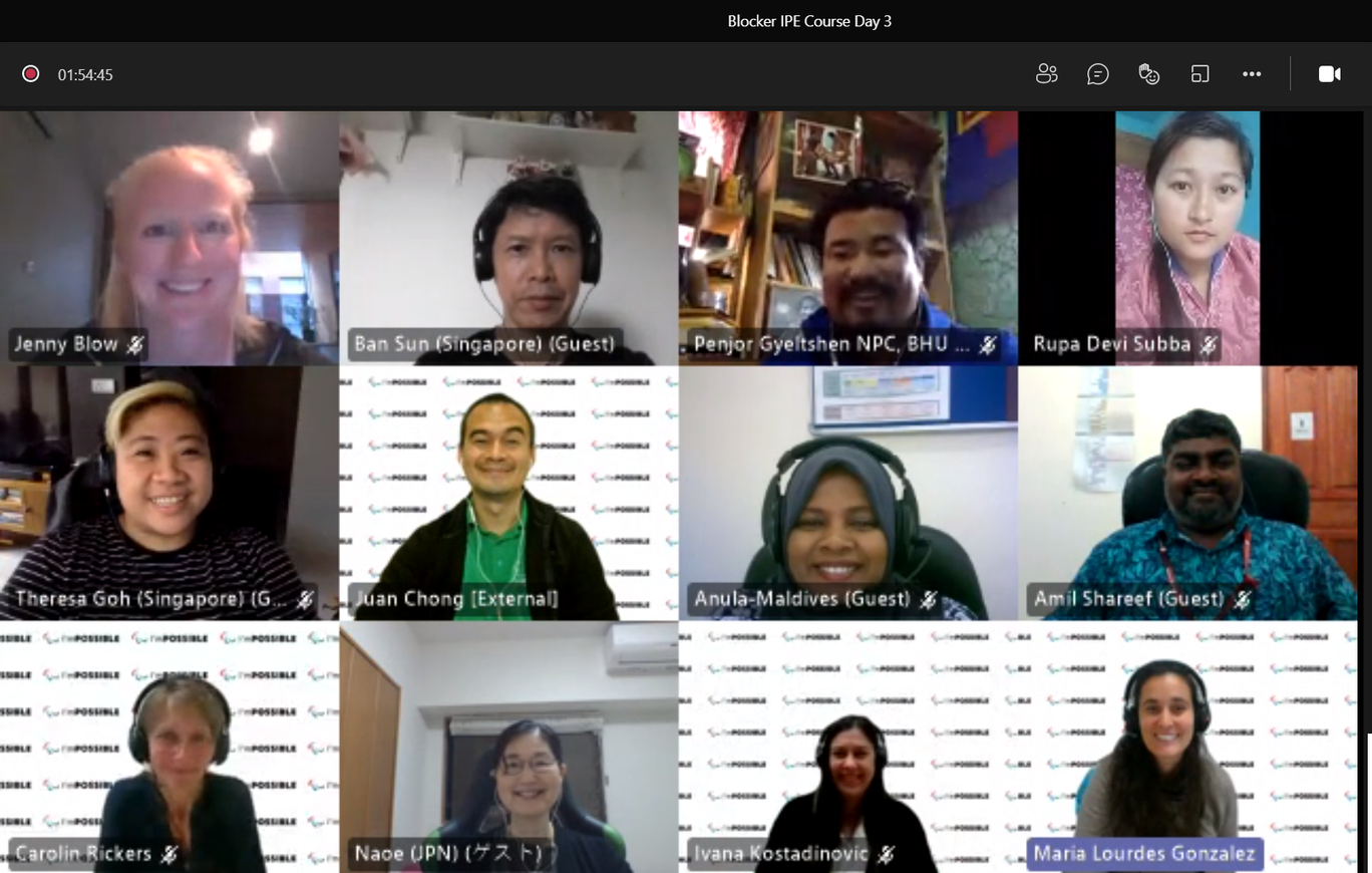 Screenshot of I’mPOSSIBLE online course participants on a Teams call