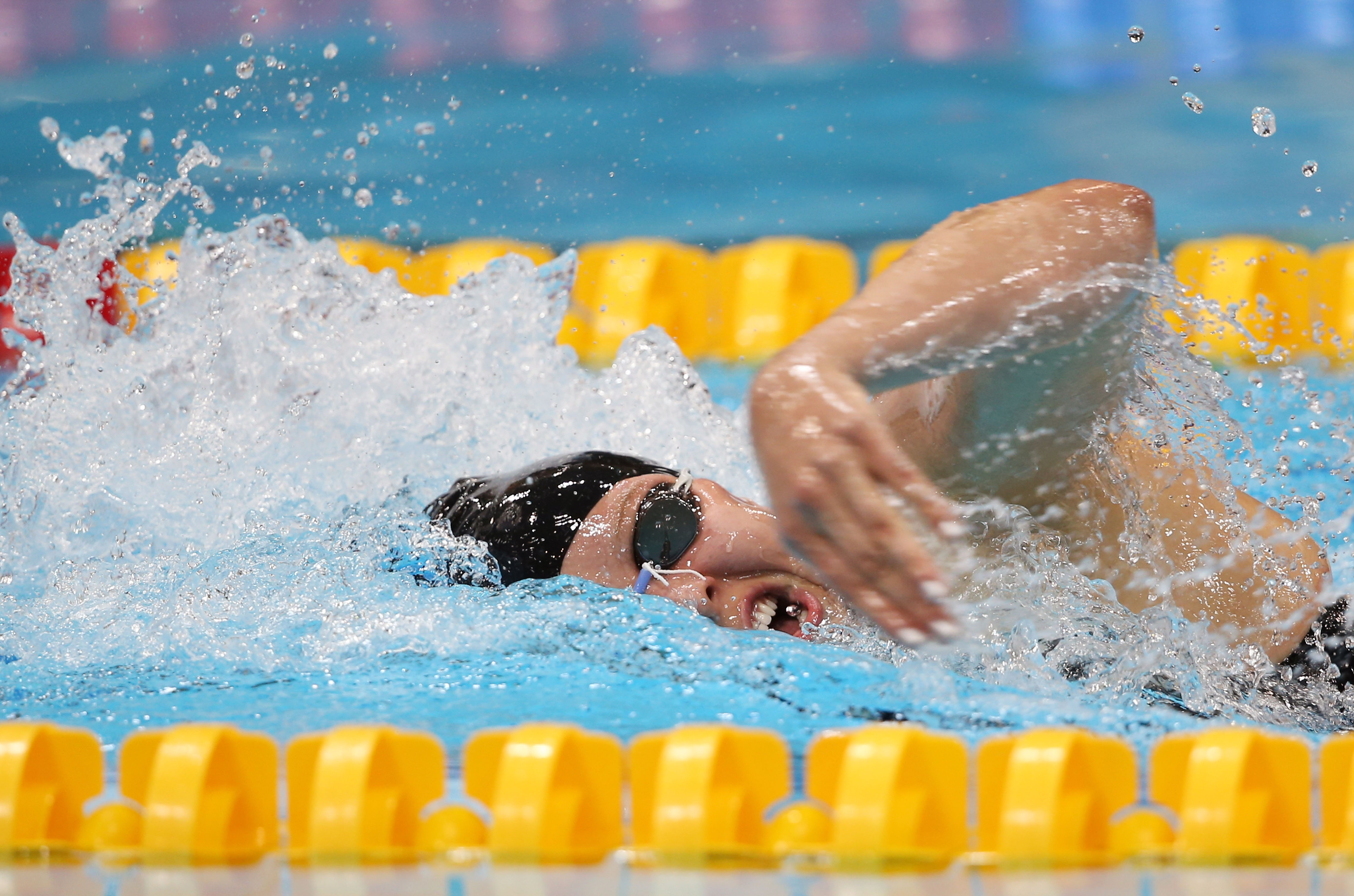 A picture of a woman swimming