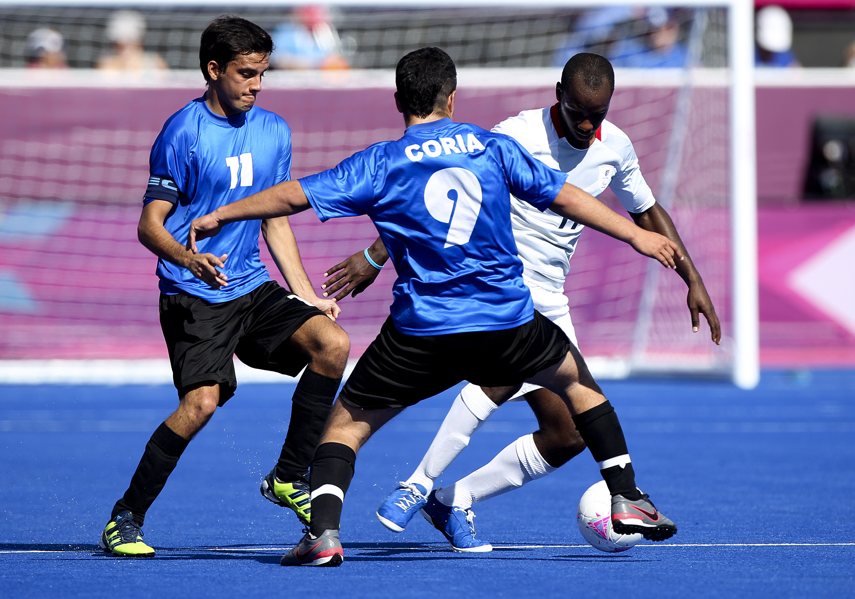Argentina's football 7-a-side team plays against Great Britain at the London 2012 Paralympics