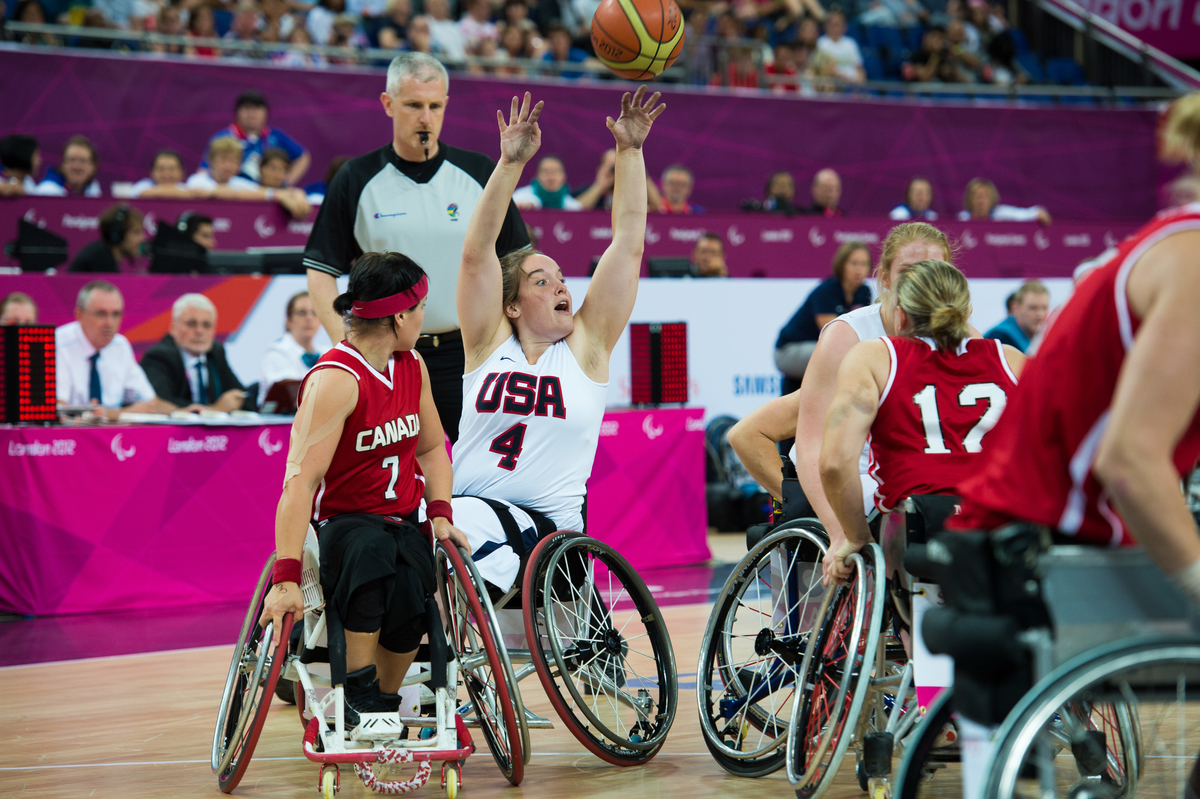 Wheelchair basketball players during a game