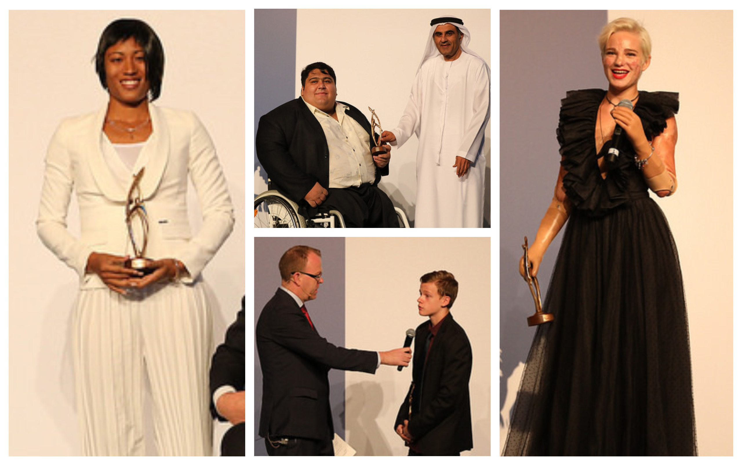 Para athletes receive their awards on stage