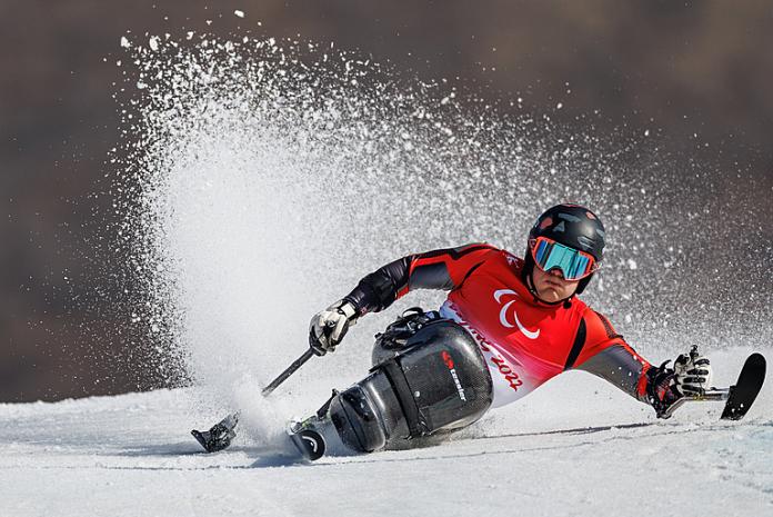 Jesper Pedersen leans heavily into a corner on the slopes