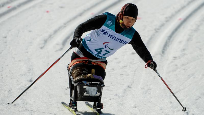 Female Para Nordic sit skier Nadezhda Fedorova