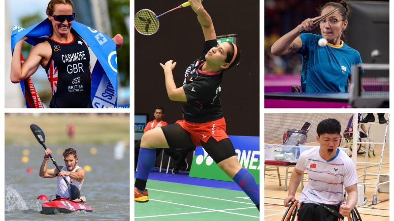 Picture collage of five athletes
