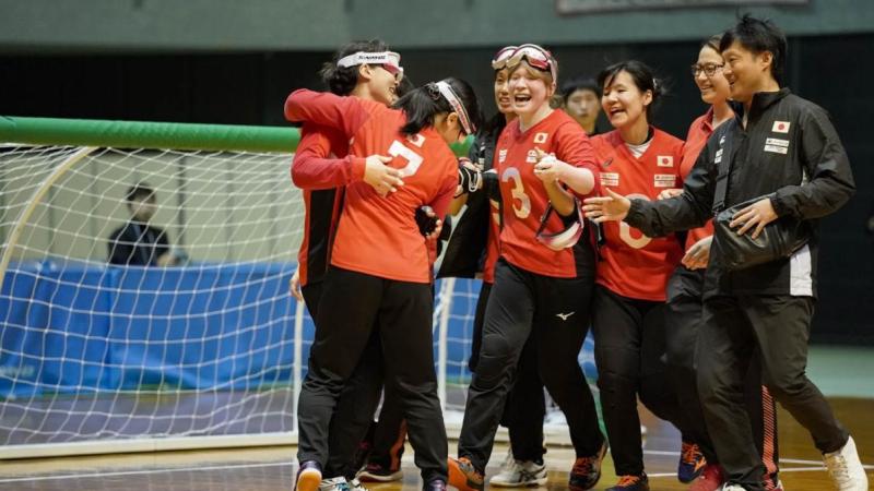 Japanese women's goalball team celebrates after winning 2019 Asia-Pacific Championships