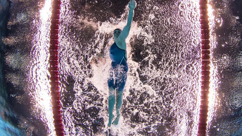USA's McKenzie Coan competes in the women's 100m freestyle S7 swimming event for gold at the Rio 2016 Paralympic Games.