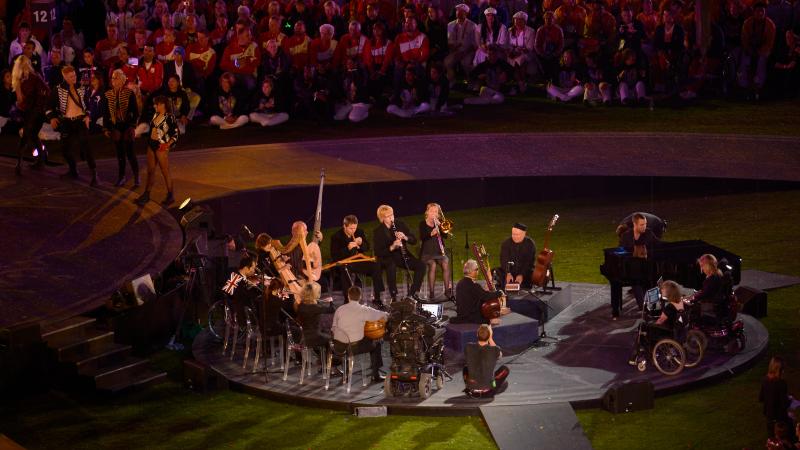 A picture of an orchestra playing