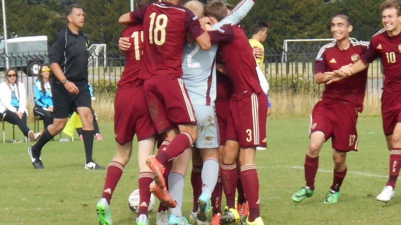 Football team celebrating