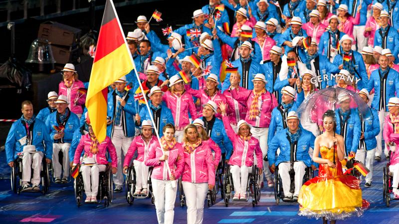 A team in colourful clothes