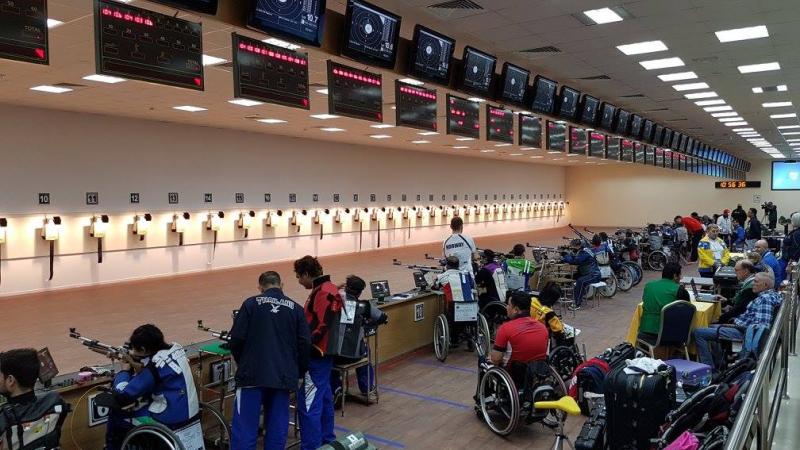 Para sport shooters take aim on the rifle range