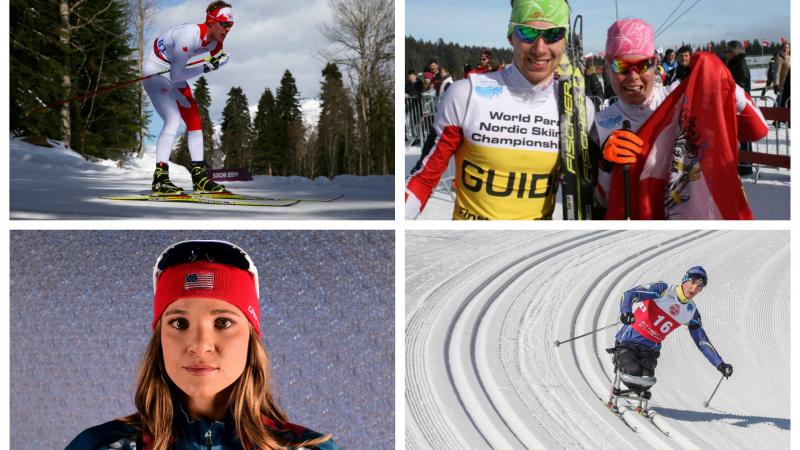 two male and two female Para Nordic skiers