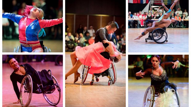 Para dance sport athletes perform on the dancefloor