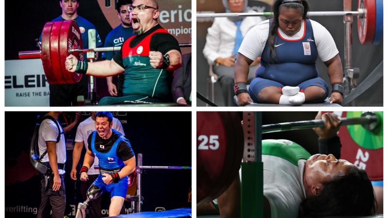 four powerlifters competing on the bar