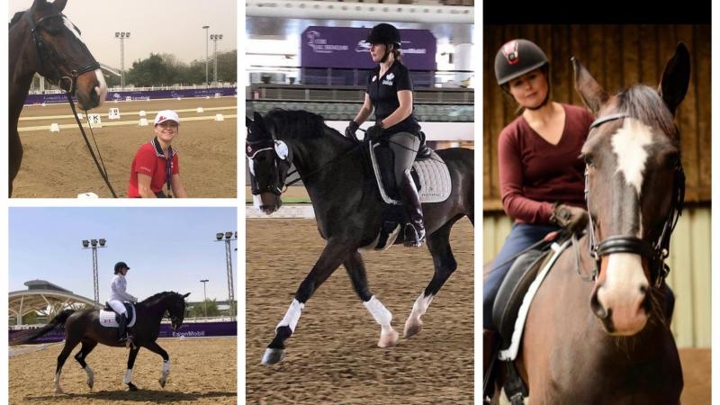 female Para equestrian rider Bert Sheffield on her horse