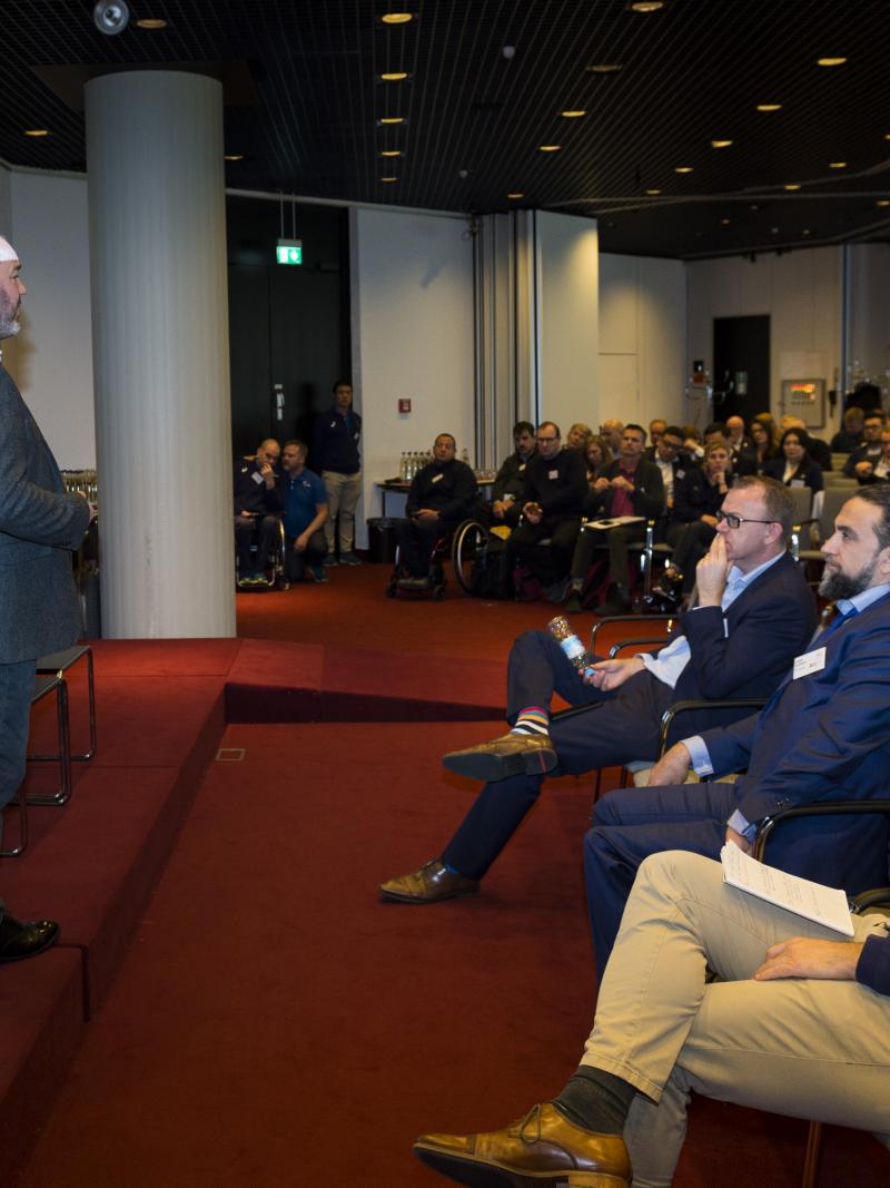 Presenter talking to an audience