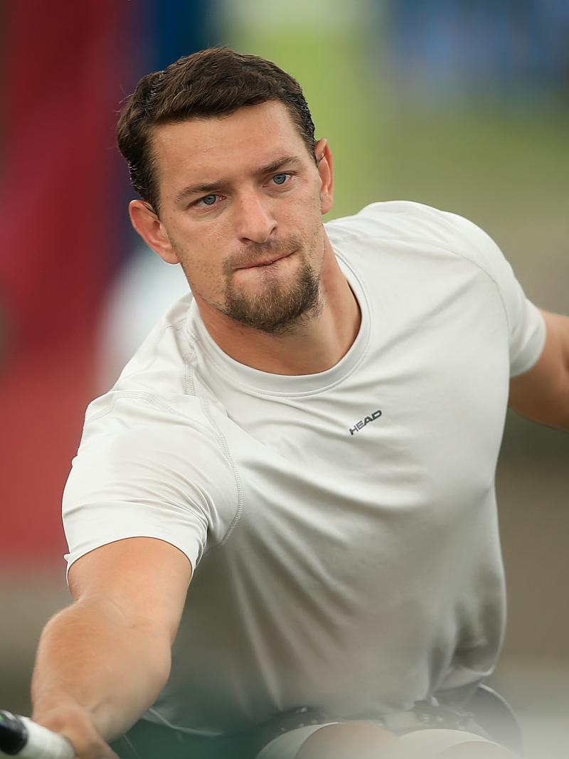 Belgian wheelchair tennis Joachim Gerard hits a forehand