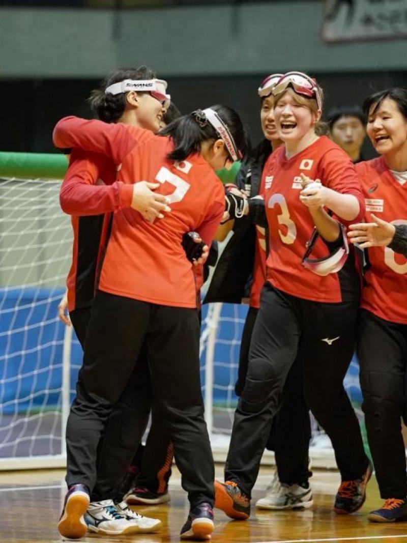 Japanese women's goalball team celebrates after winning 2019 Asia-Pacific Championships