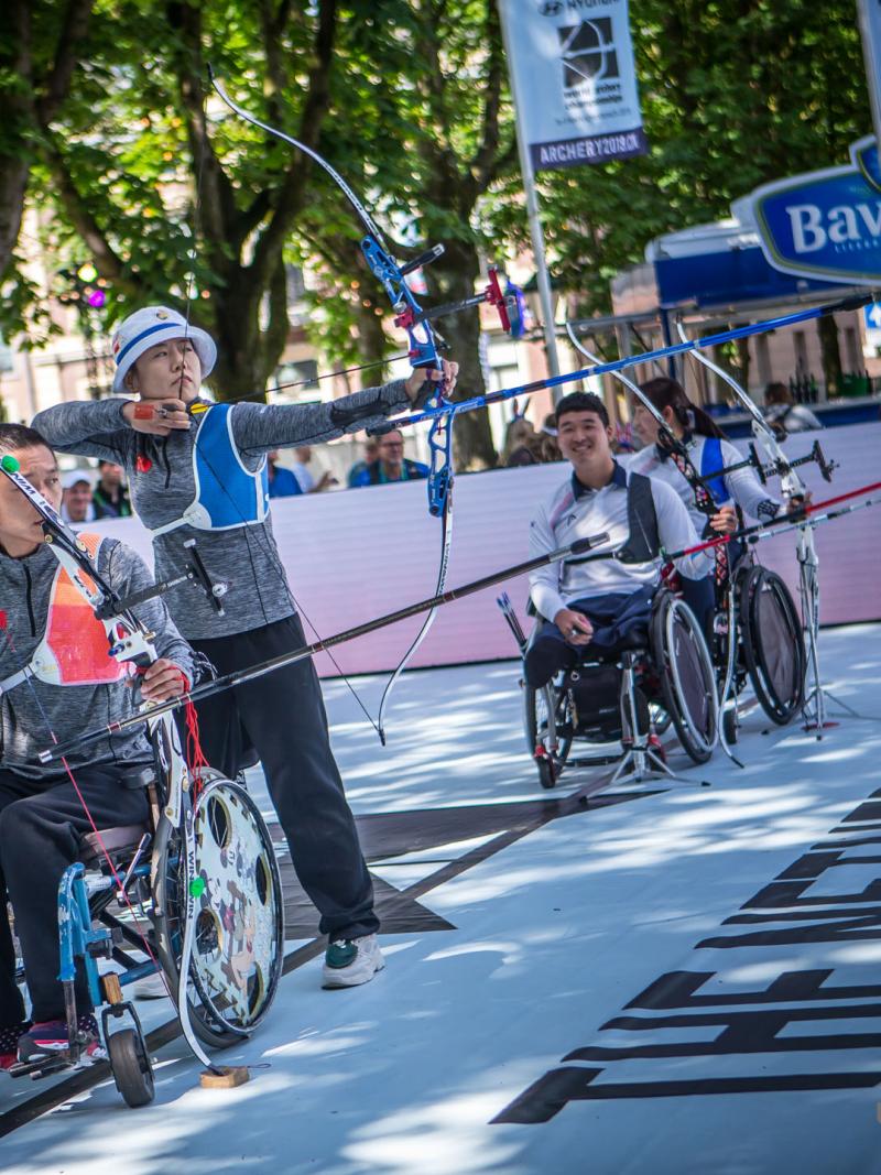 Para archery teams competing against each other