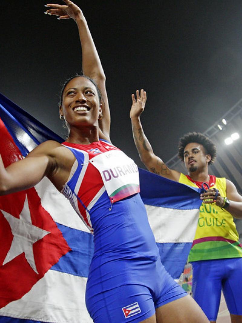 Cuba's Omara Durand, who won two golds at the Dubai Grand Prix, returned in style to finish on top in 200m and 400m T12 races.