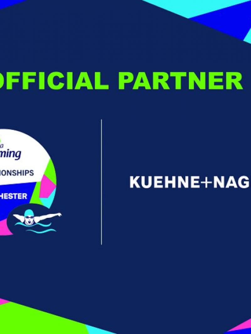 The logos of Kuehne+Nagel and Manchester 2023 Para Swimming World Championships