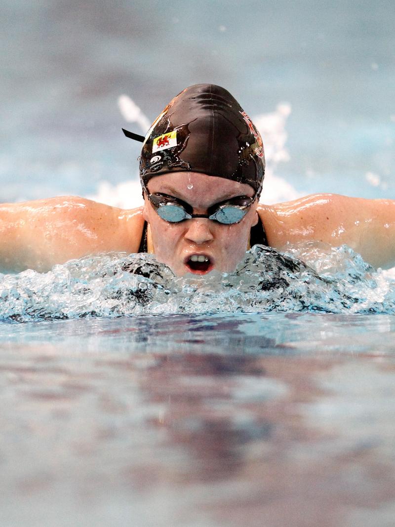 A picture of a woman swimming