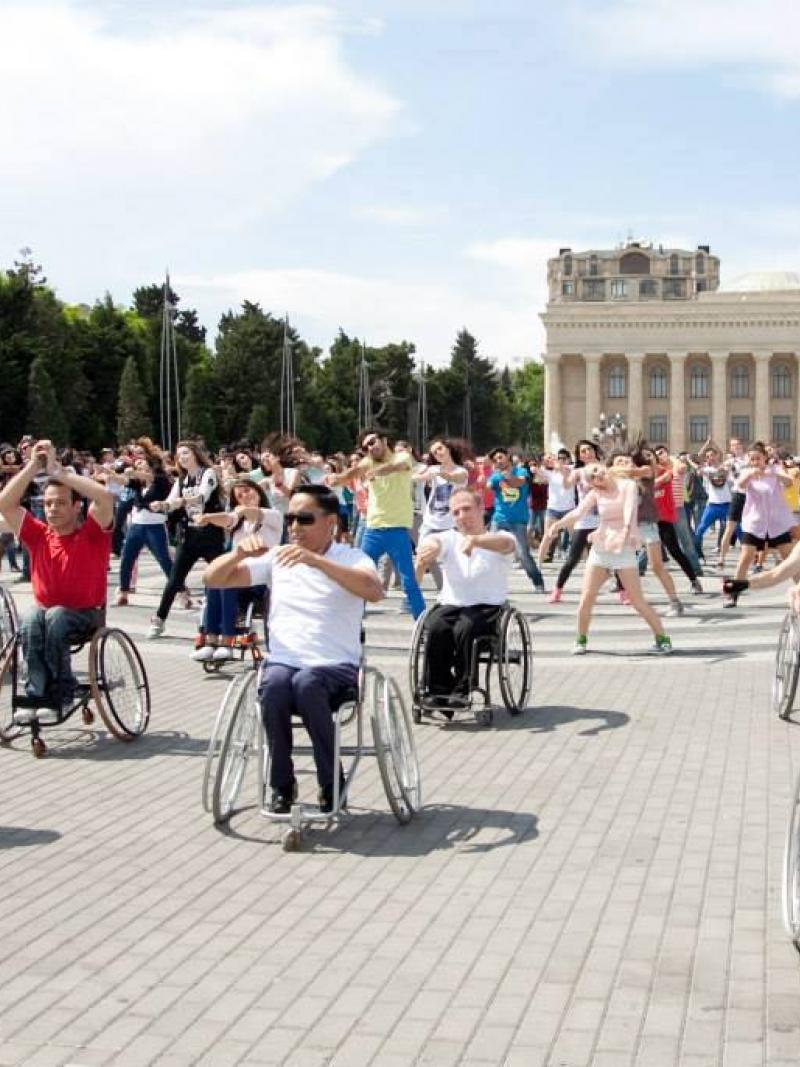 Wheelchair dancers in flashmob