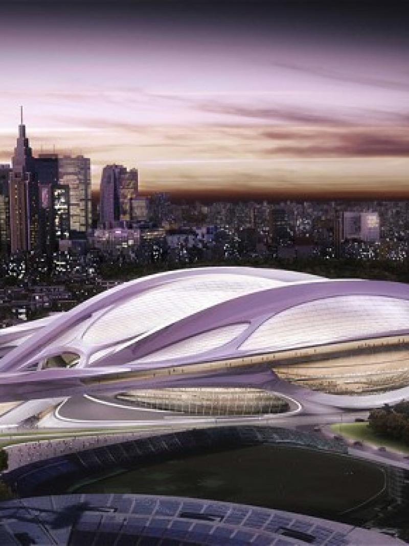 An artist's impression of how the Tokyo 2020 national stadium will look