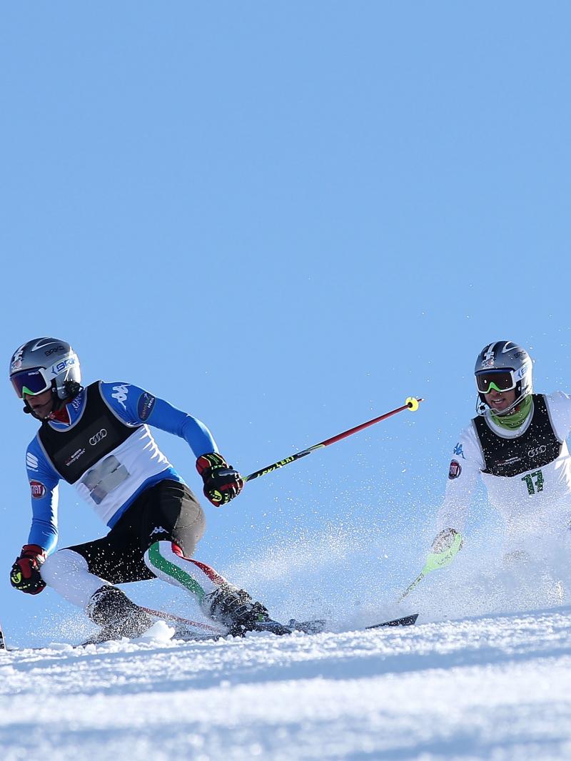 Alessandro Daldoss of Italy competes in the Mens Slalom Visually Impaired