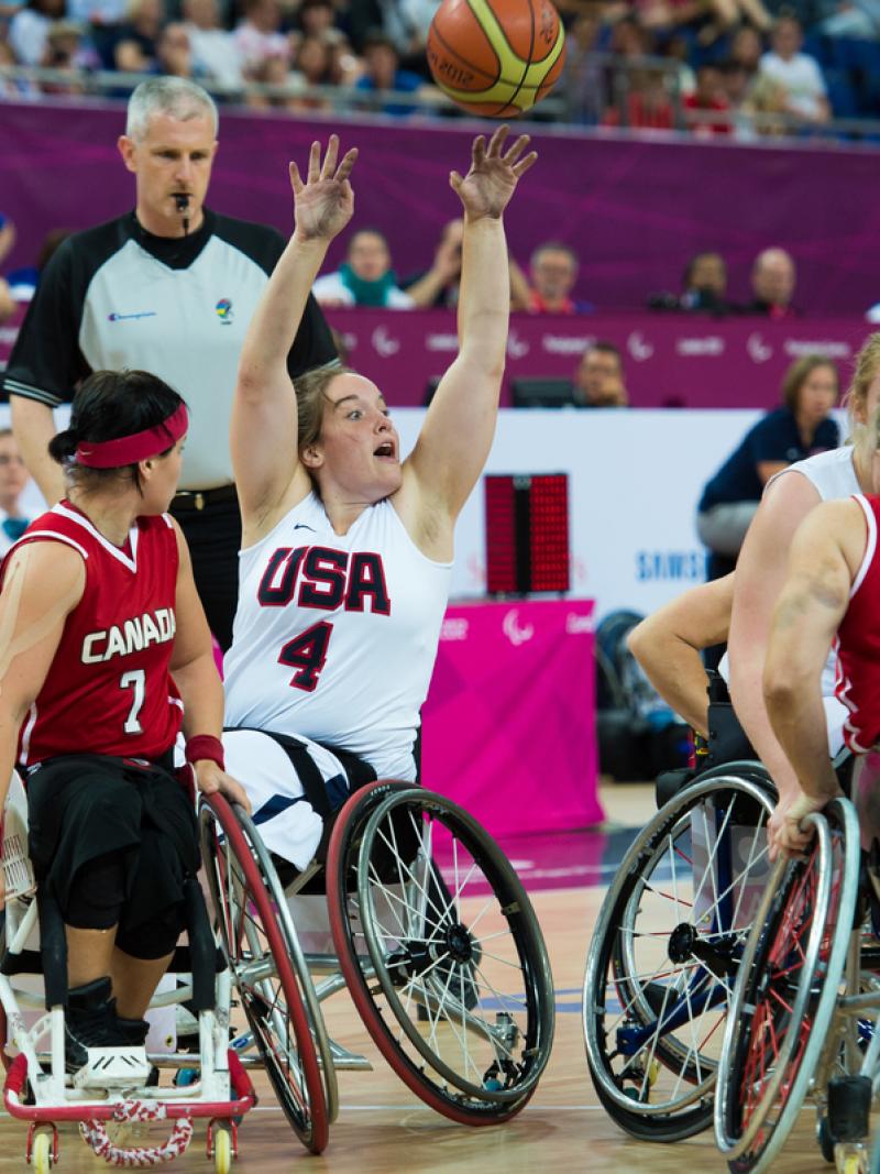 Wheelchair basketball players during a game