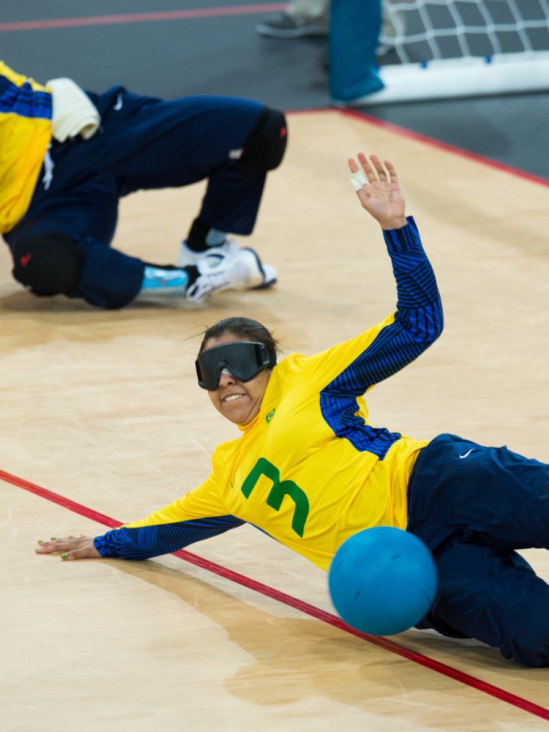 Ana Carolina DUARTE RUAS CUSTODIO, Brazil defends the ball from going in the goal