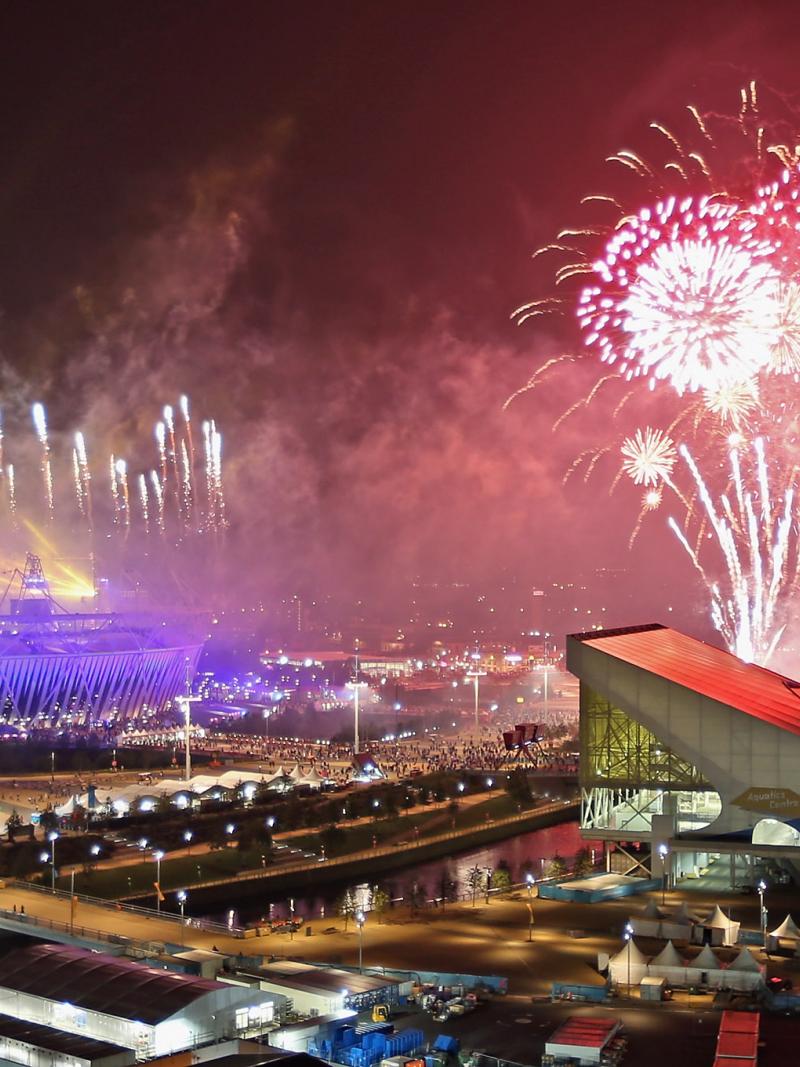 Fireworks during the closing ceremony of the London 2012 Paralympic Games.