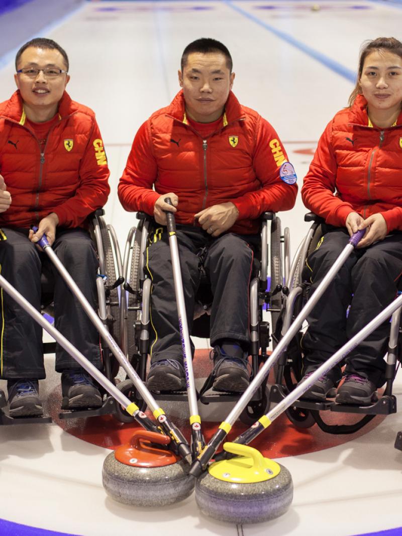 Chinese wheelchair curling team at the World Wheelchair Curling Championship 2015 in Lohja, Finland