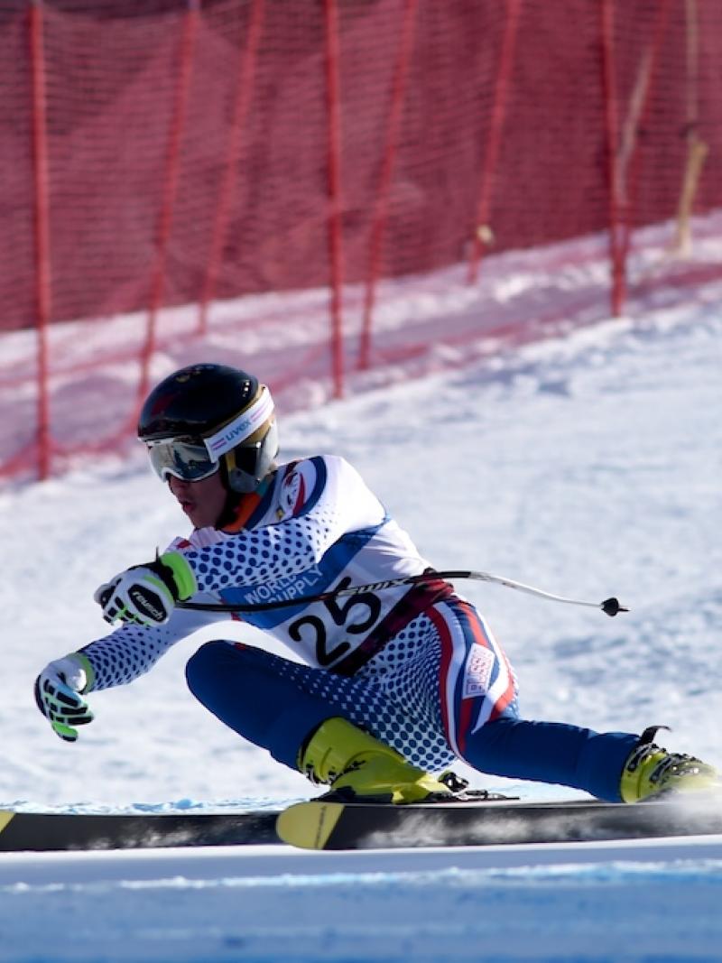 Russia's Alexey Bugaev won downhill in the men's standing at Panorama 2015.