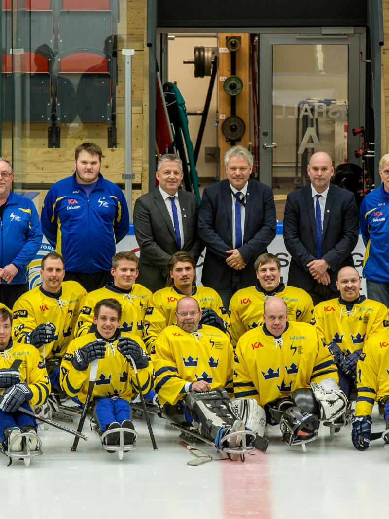 Swedish ice sledge hockey team at the IPC Ice Sledge Hockey World Championships B-Pool 2015 in Ostersund.