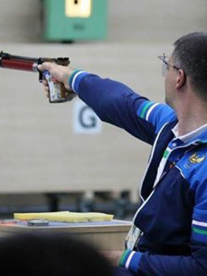 A shooter takes aim