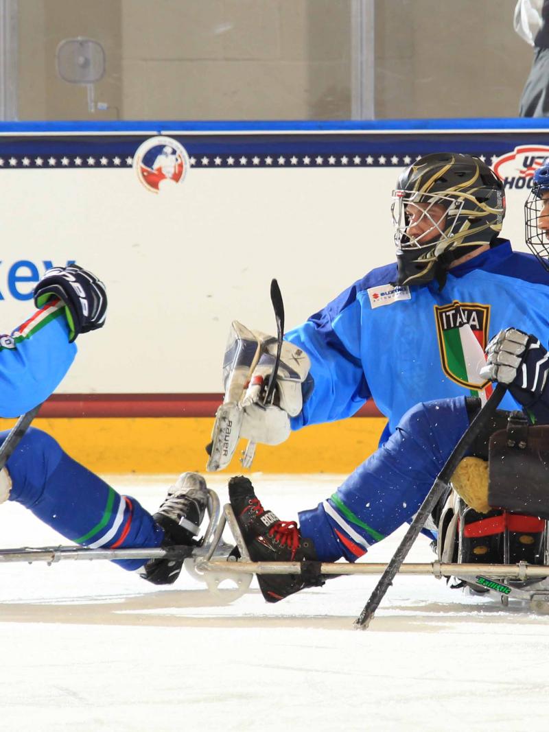 Italy v Germany at the Buffalo 2015 IPC Ice Sledge Hockey World Championships A-Pool