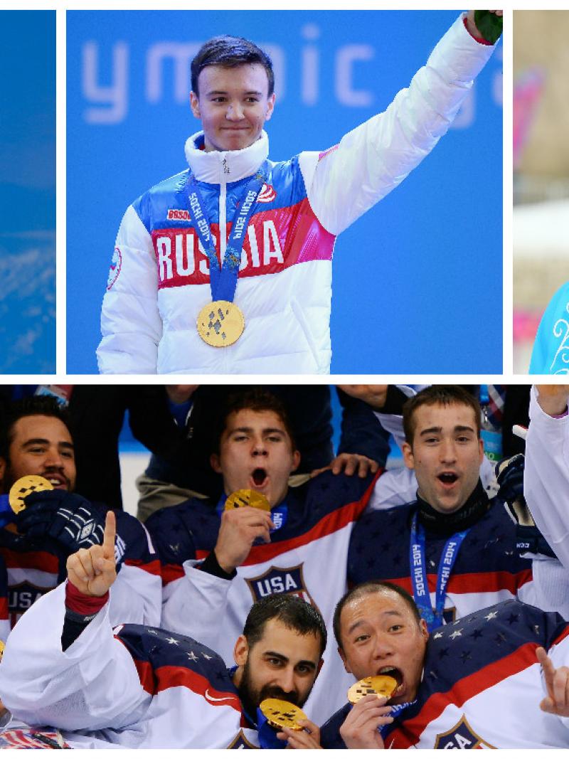 Anna Schaffelhuber, Alexey Bugaev, Roman Petushkov and the USA Sledge Hockey team