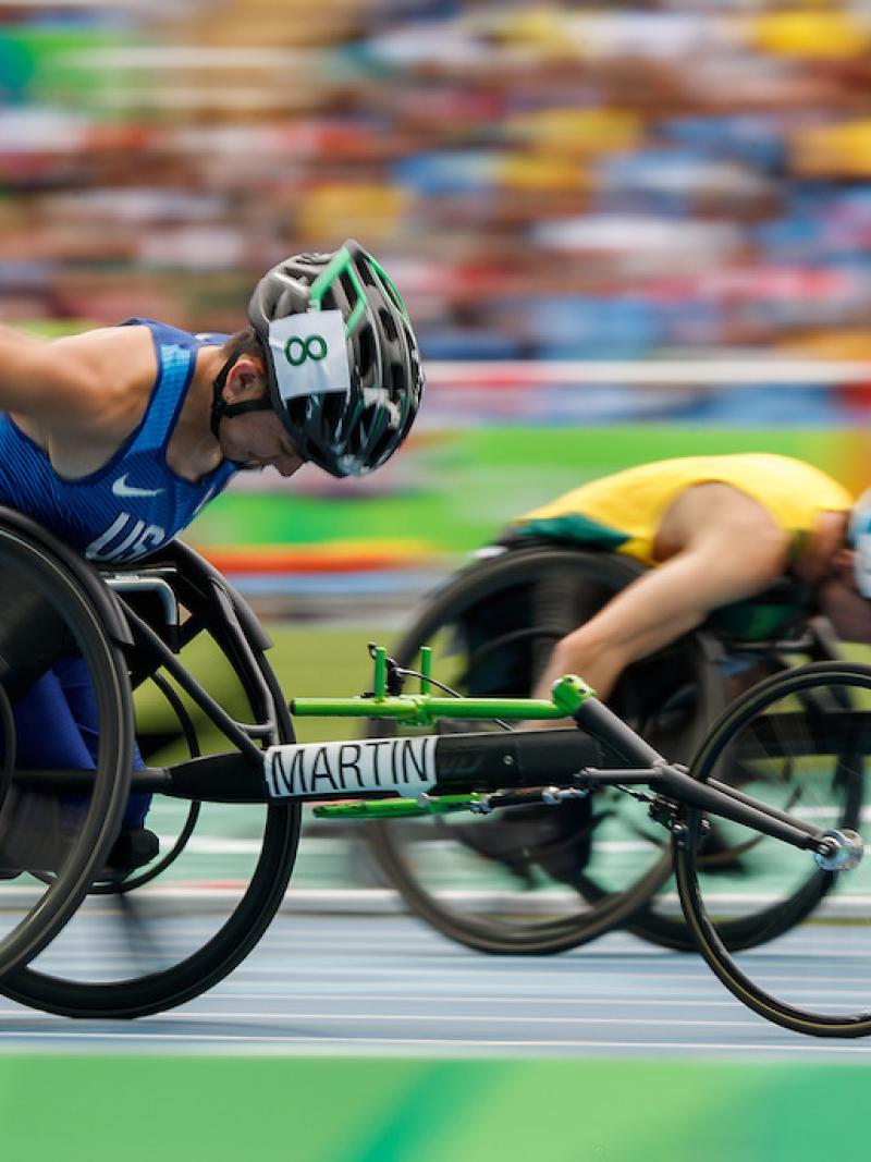 Raymond Martin USA in the Men's 100m - T52 Round 1 at the Rio 2016 Paralympic Games.