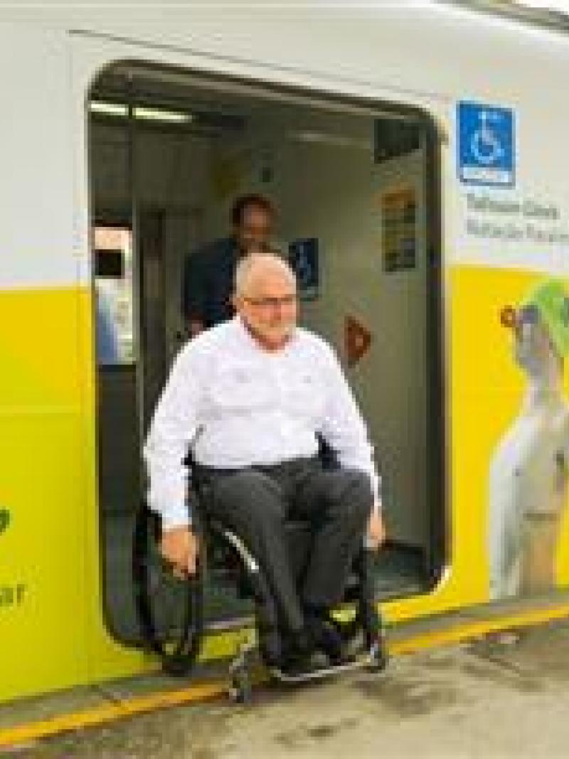 Sir Philip Craven was among the first passengers on the Rio 2016 Celebrate Literature train.