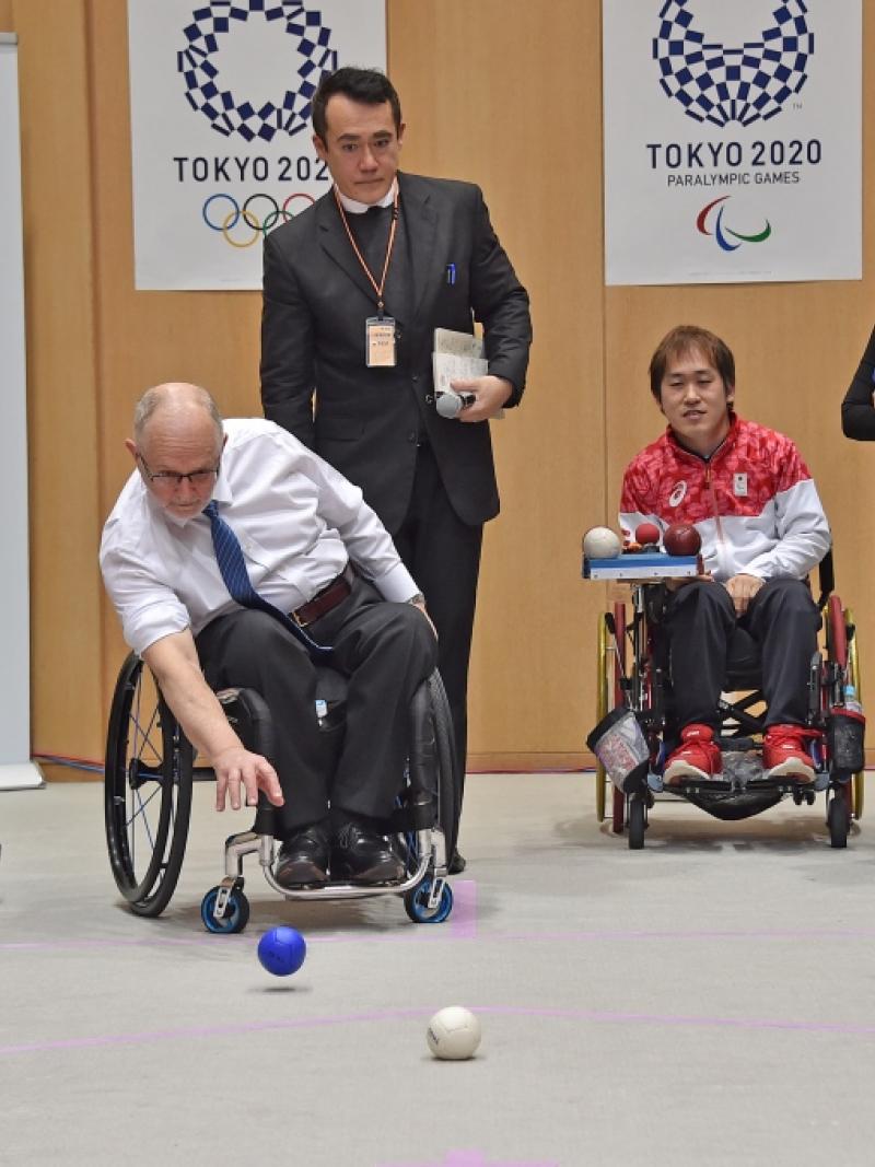 people playing boccia