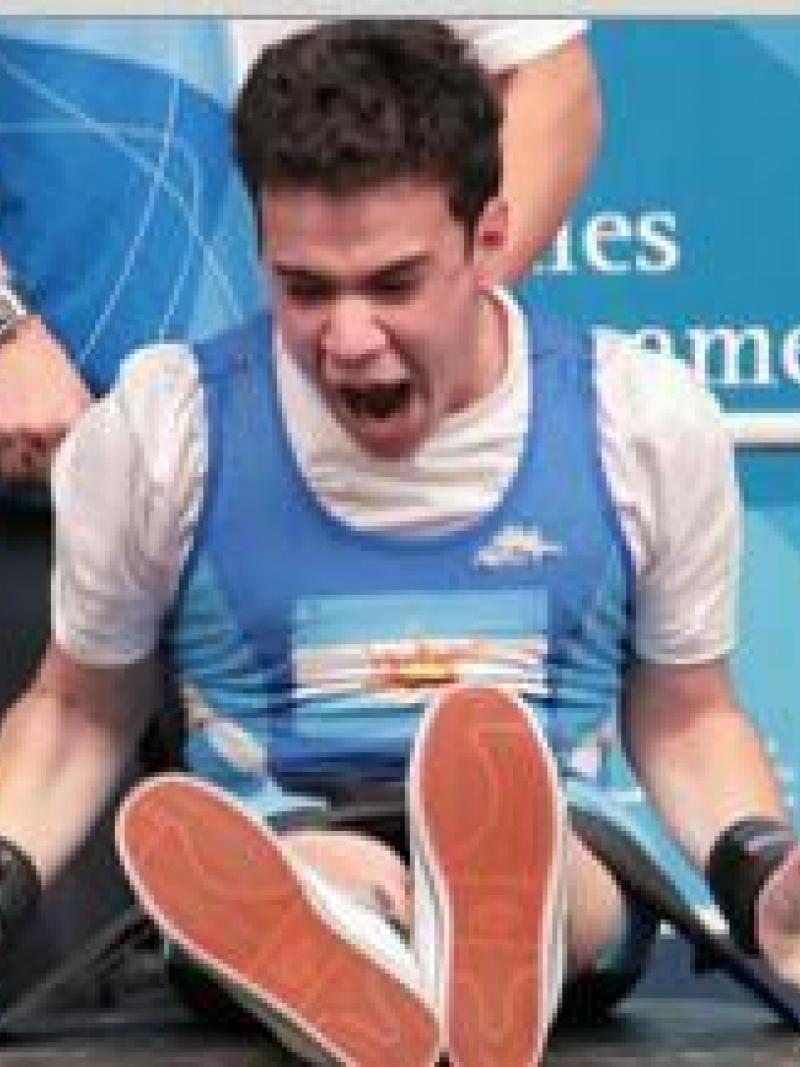 Young powerlifter celebrates