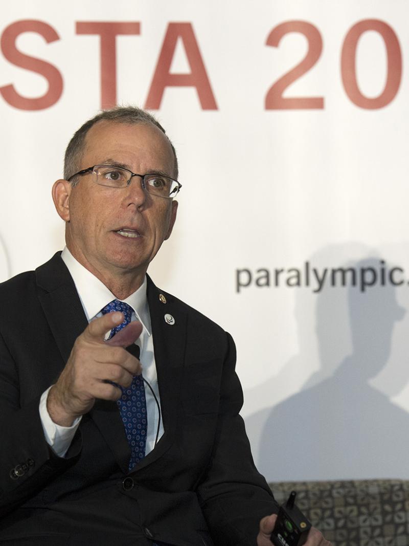 Dr. Rory Cooper delivering his keynote address at VISTA 2017 in Toronto, Canada.