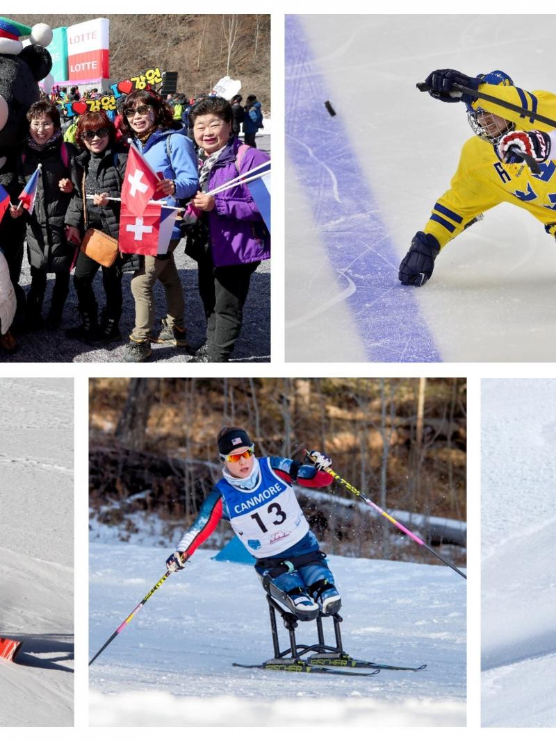 winter sports athletes and the mascot for the Winter Games