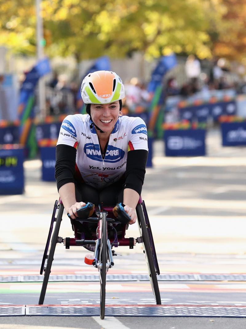 Photo of a female wheelchair racer