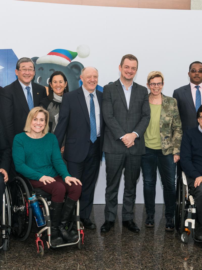 a group of people smiling