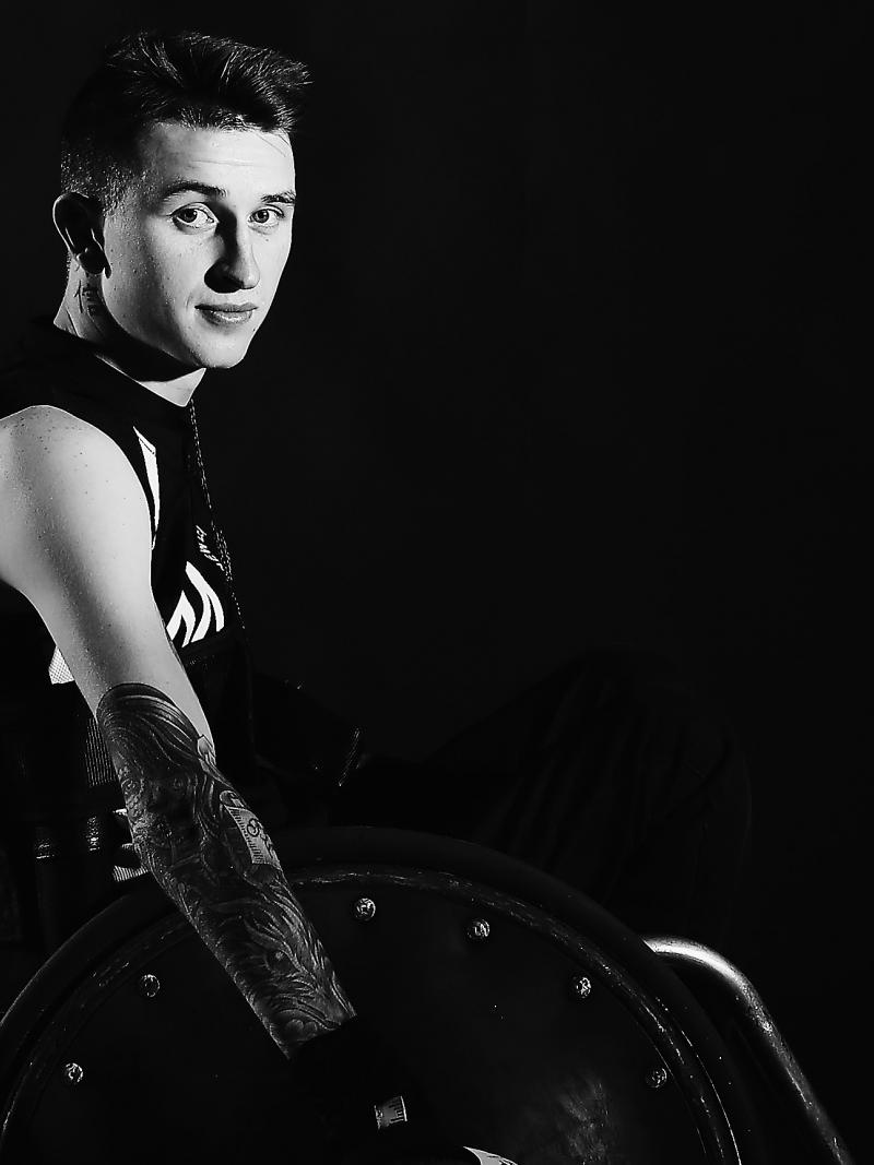 A male wheelchair rugby player
