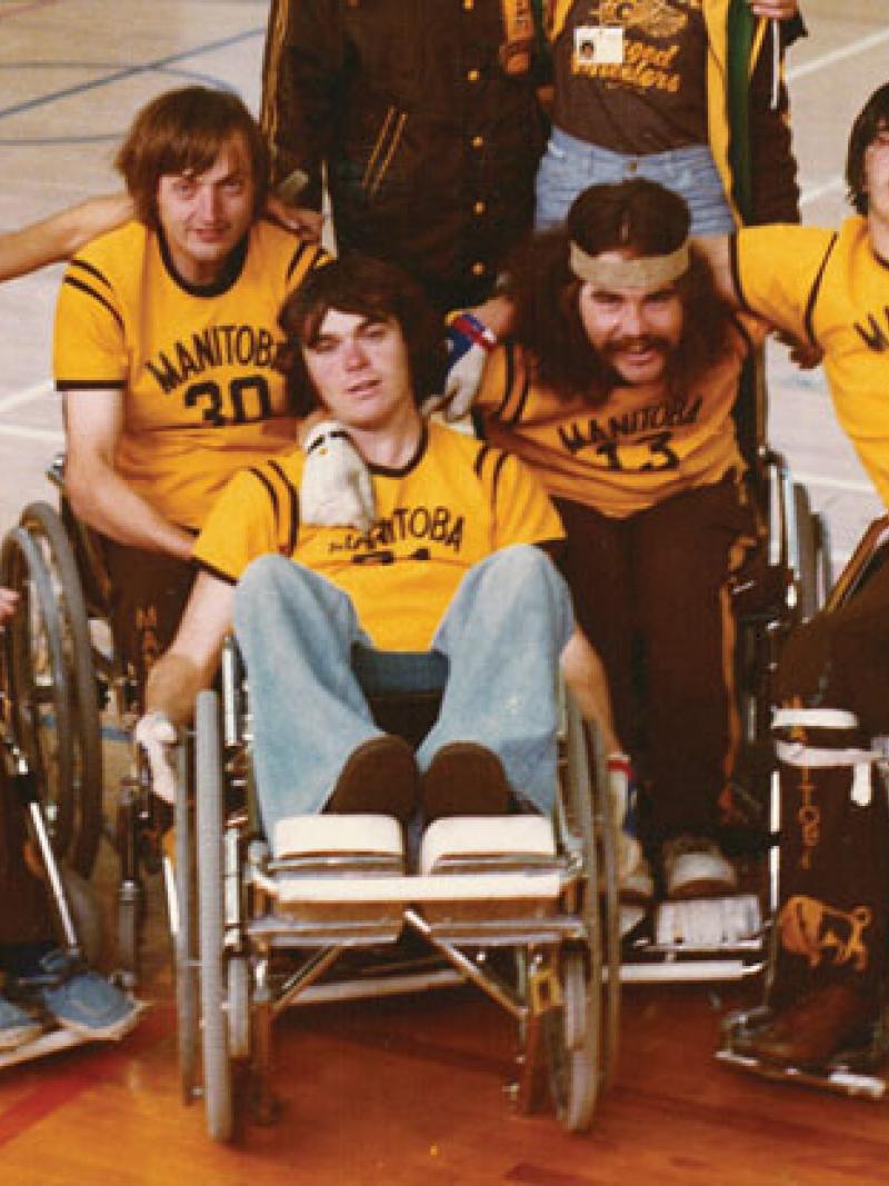 Duncan Campbell (centre) with fellow wheelchair rugby founders