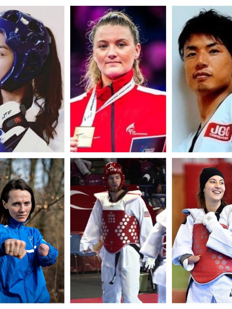 Picture collage of 10 taekwondo fighters