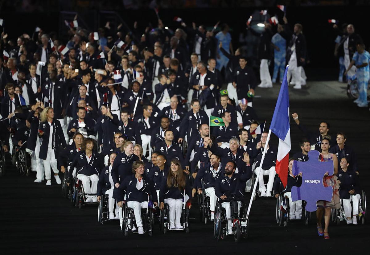 French team entering Olympic Stadium for Rio 2016 Opening Ceremony